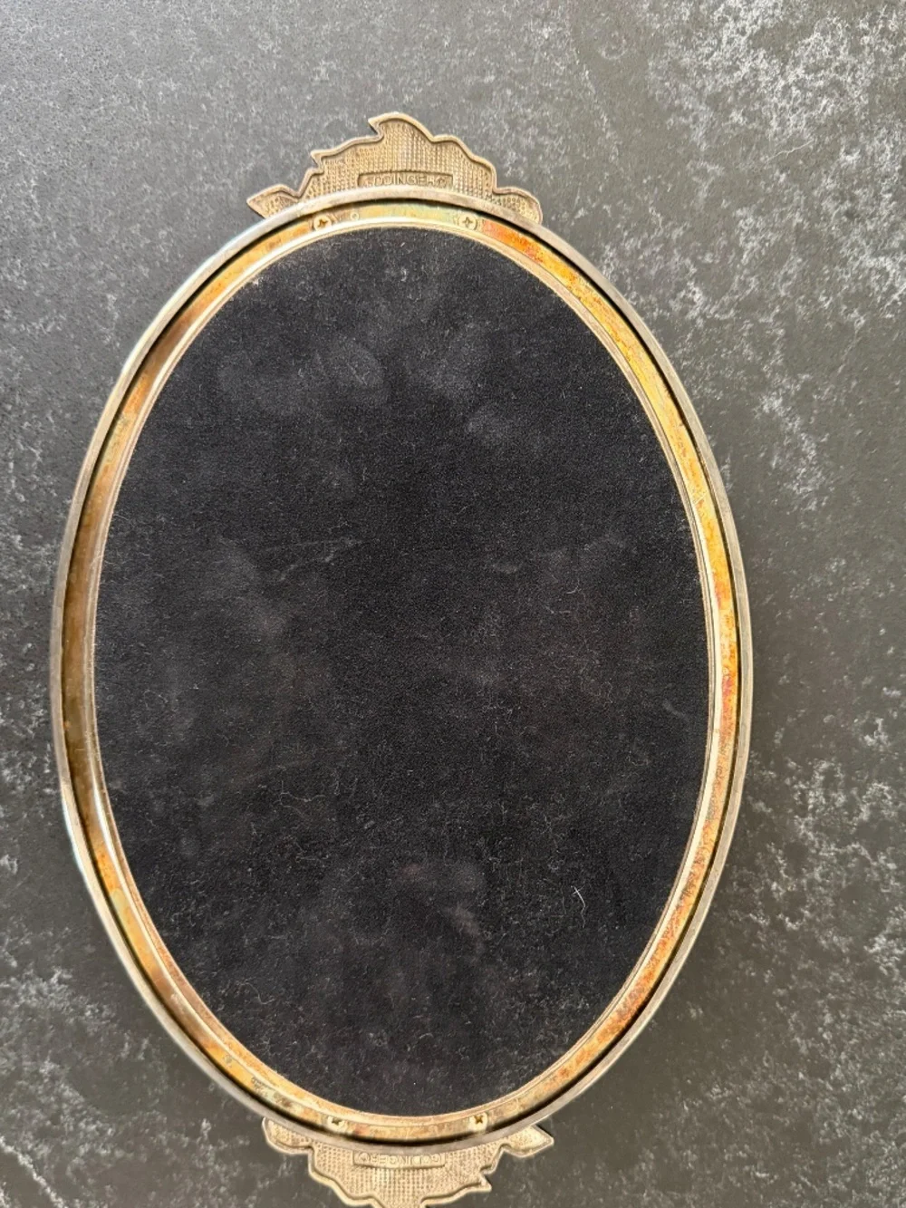 Godinger Oval Silver Plated Vanity Mirror Tray Ornate Floral Design